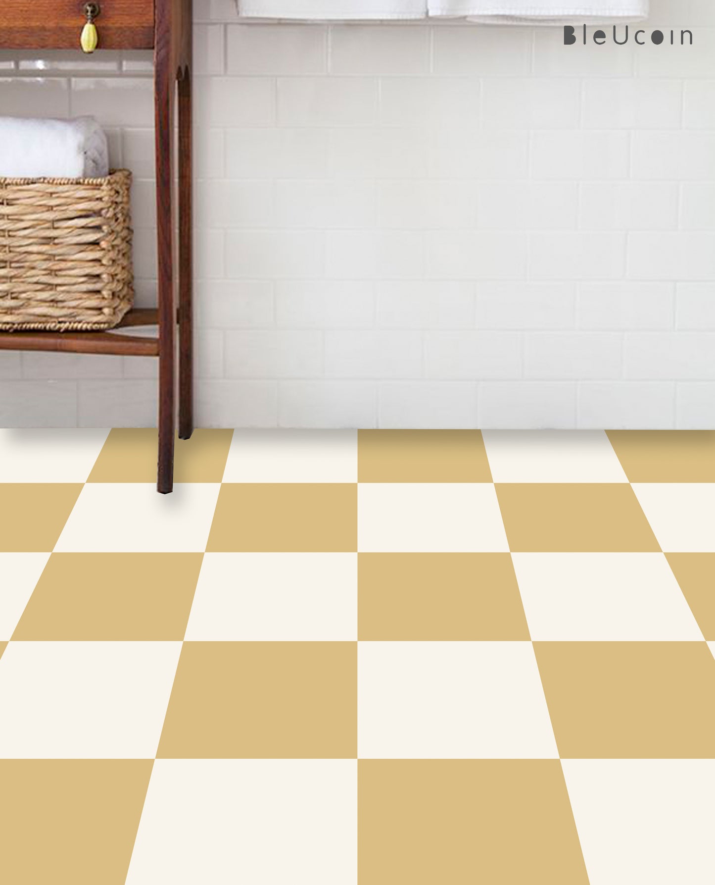 Tuscan & off- White Checker Peel & Stick Anti-Slip Flooring