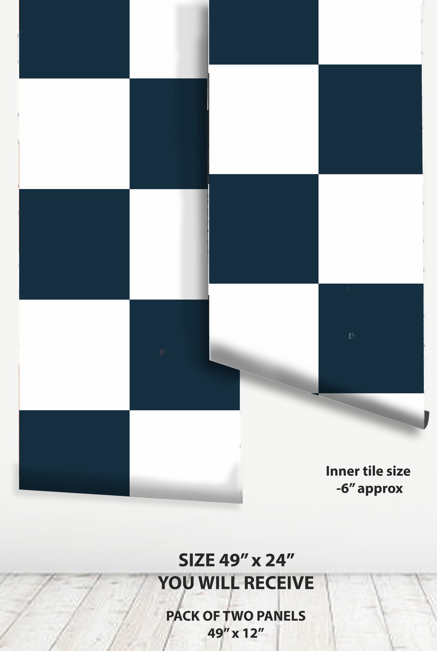 Blue & White Checker Peel & Stick Anti-Slip Flooring
