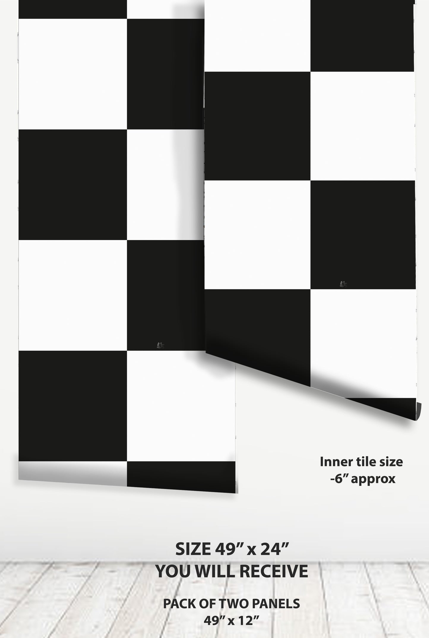 Black & White Checker Peel & Stick Tile