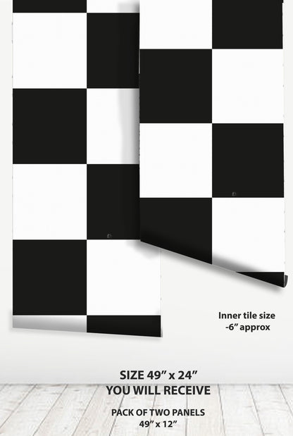 Black & White Checker Peel & Stick Anti-Slip Flooring