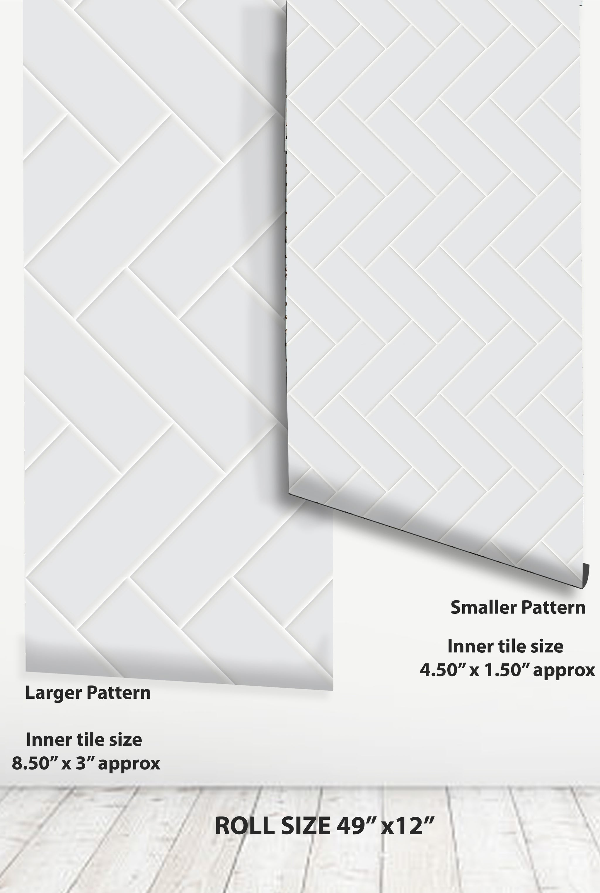 Herringbone Premium Peel and Stick Floor Tile Stickers | Removable, Re ...