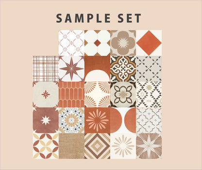 Sample Pack for Brown/ Beige / Rust Design Peel & Stick Tile for Backsplash & Floor