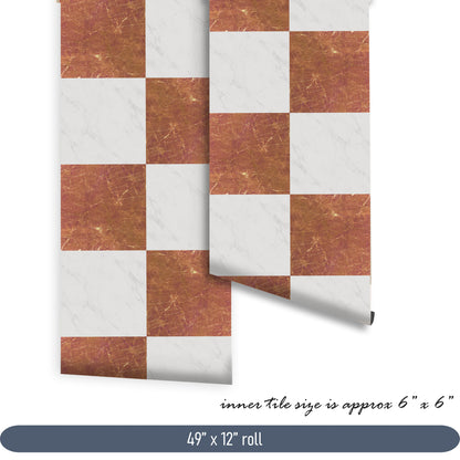 Tuscany Marble Checker Peel and Stick Flooring