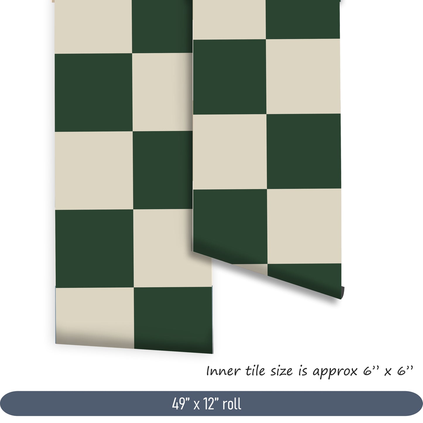 Moss Green & Oat Checker Peel and Stick Floor Decal