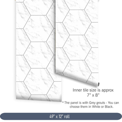 Hexagon Marble Peel & Stick Tile Decal