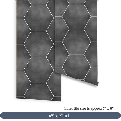 Hexagon Charcoal Peel & Stick Tile Decal
