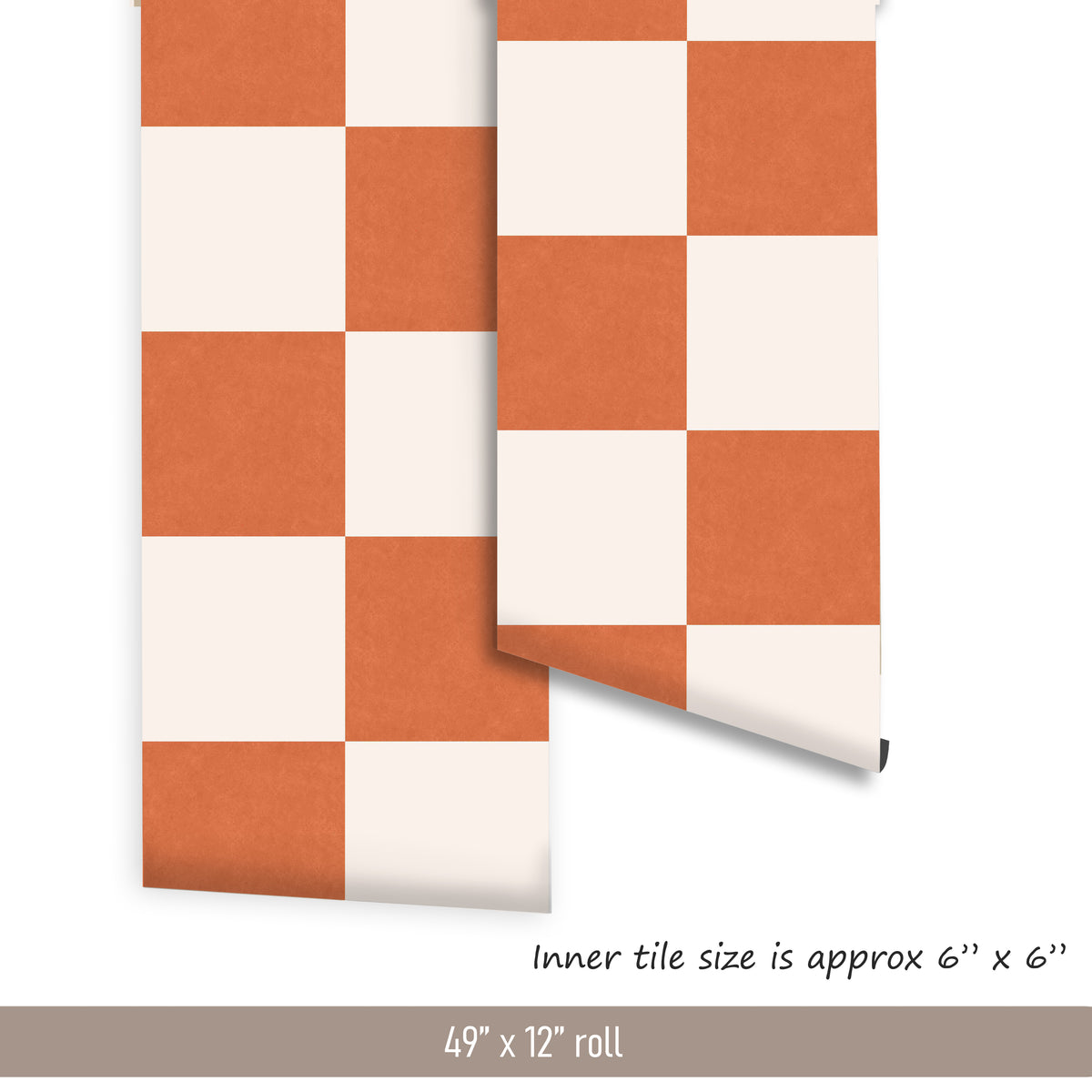 Ginger & Off White Checker Peel & Stick Tile