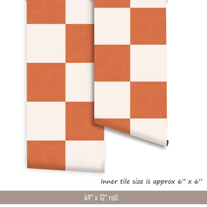 Ginger & Off White Checker Peel & Stick Tile