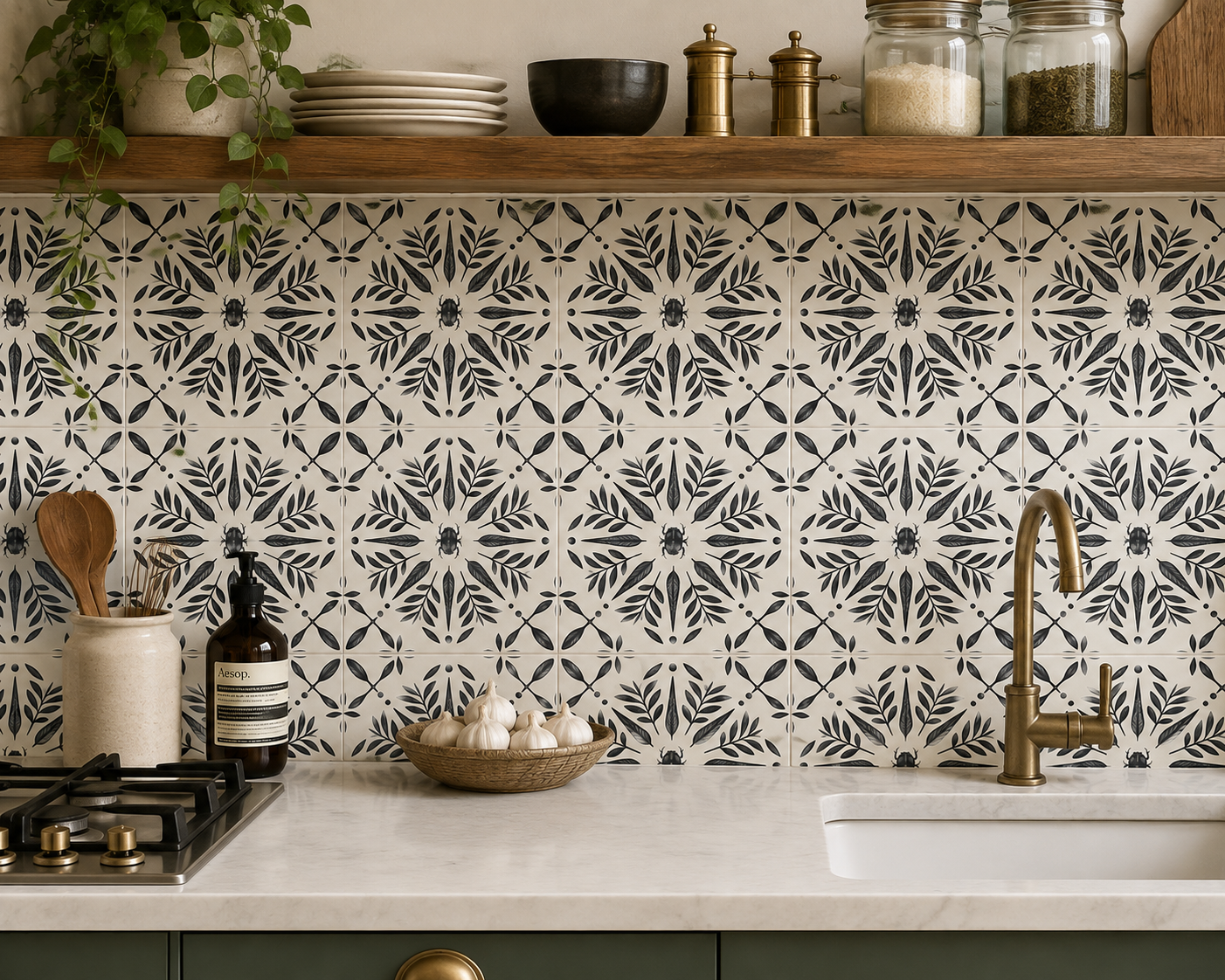 Scarab Rosette Peel & Stick Tile