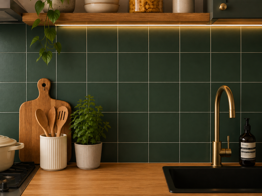 Moss Green Plain Peel & Stick Tile