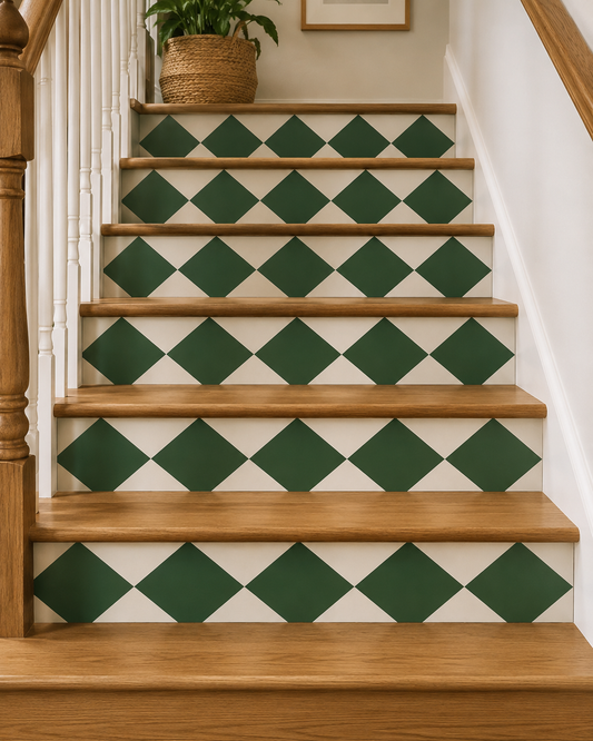 Diamond Moss Green Checker Peel & Stick Stair Strips
