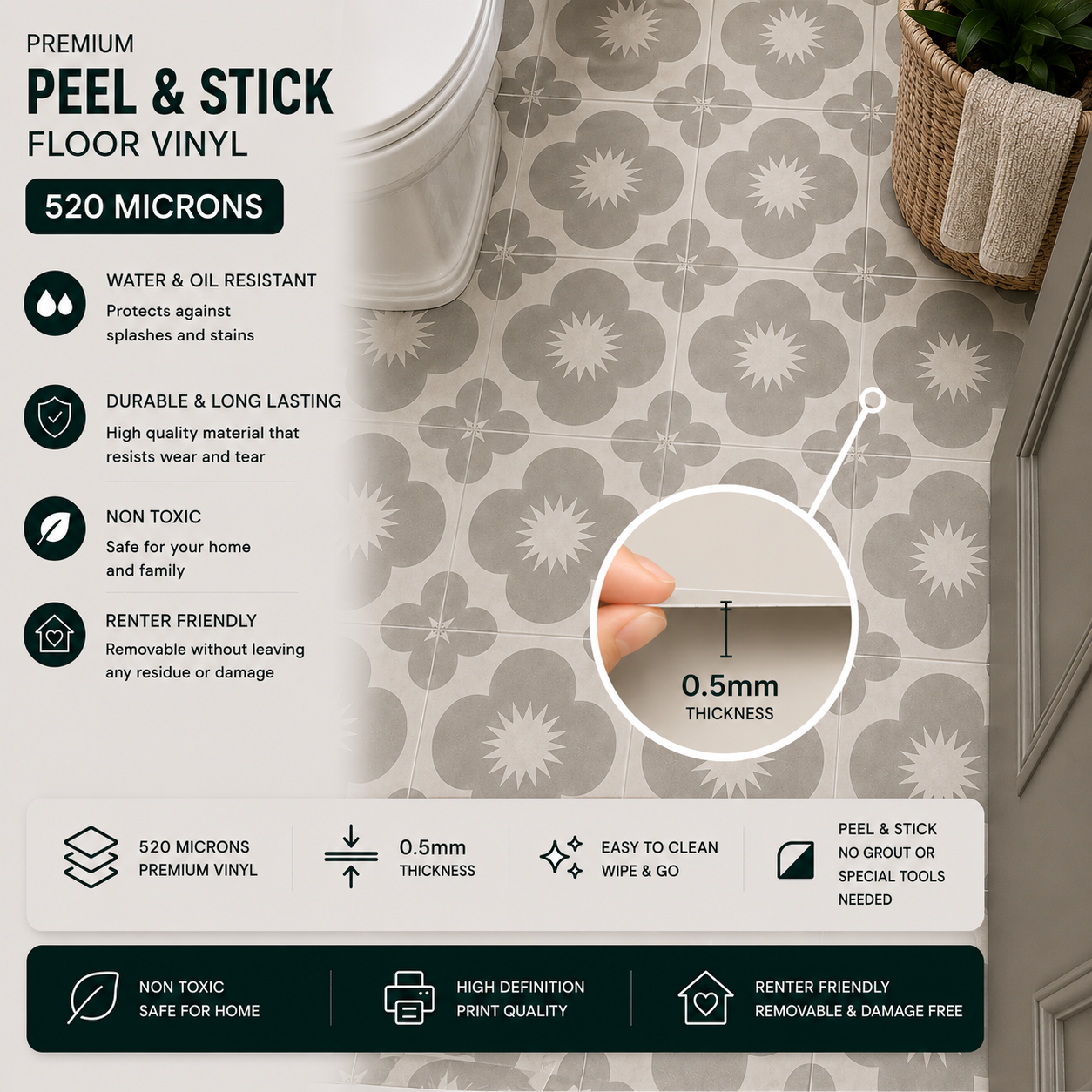 Sakura Ash Peel and Stick Floor Decal
