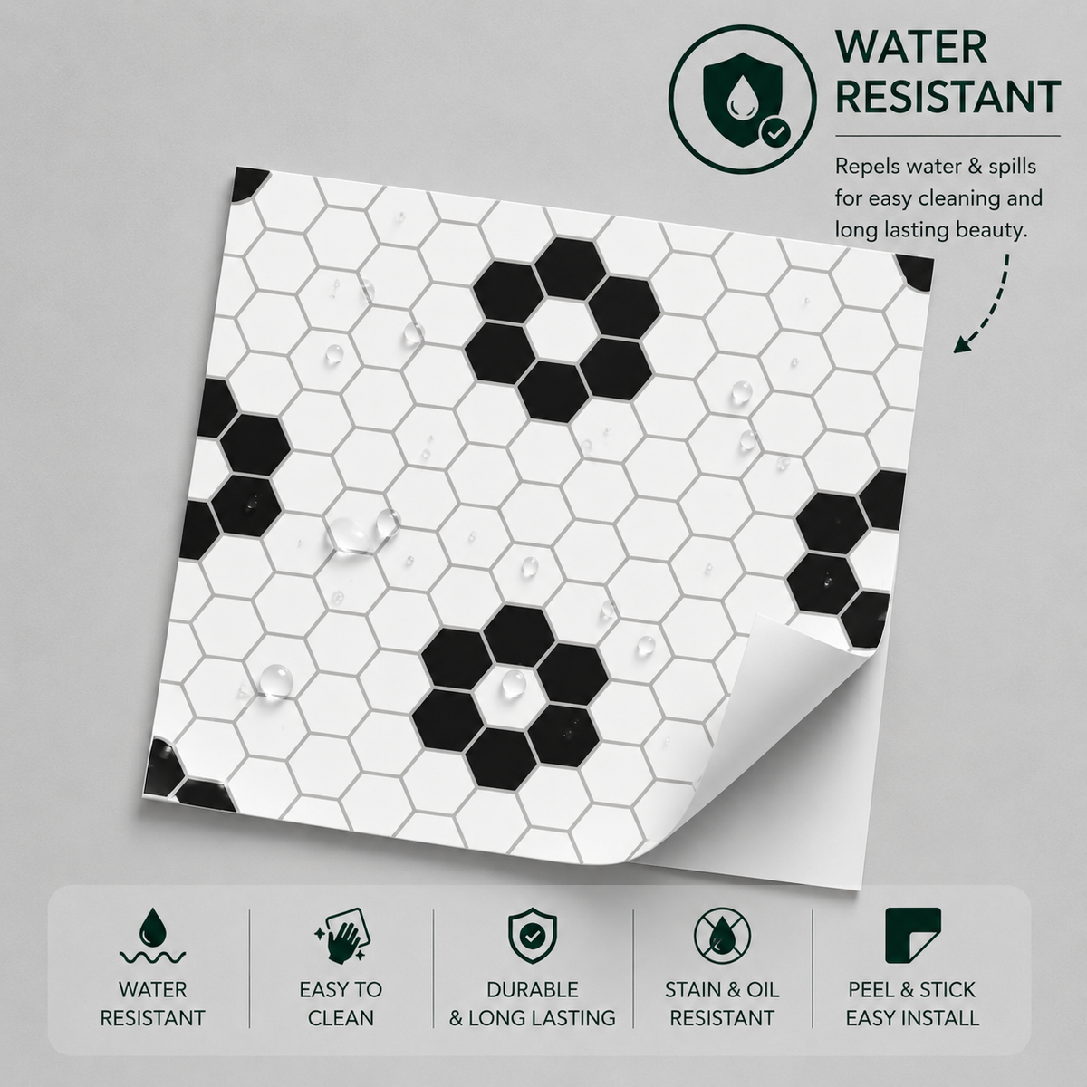 Helden Hexagon Peel & Stick Tile