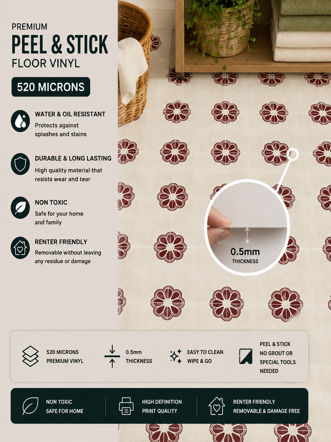 Jaipur Sangria Peel & Stick Tile