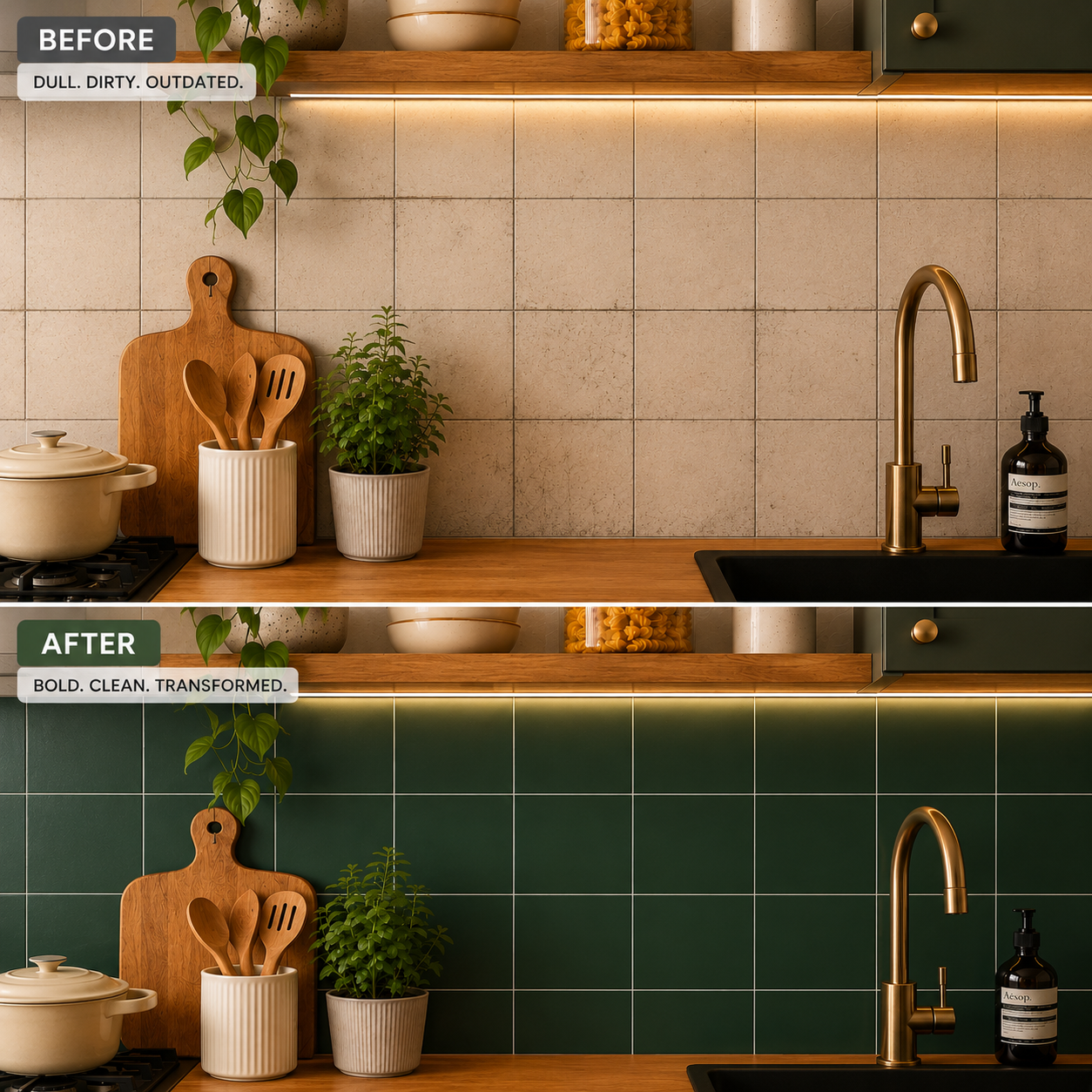 Moss Green Plain Peel & Stick Tile