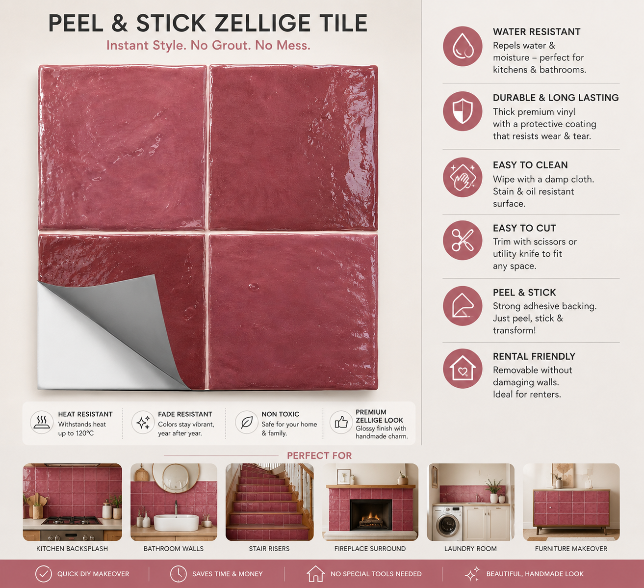 Souk Rose Peel & Stick Tile