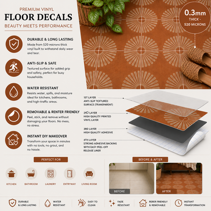 Kawasaki Sunburst Peel and Stick Flooring