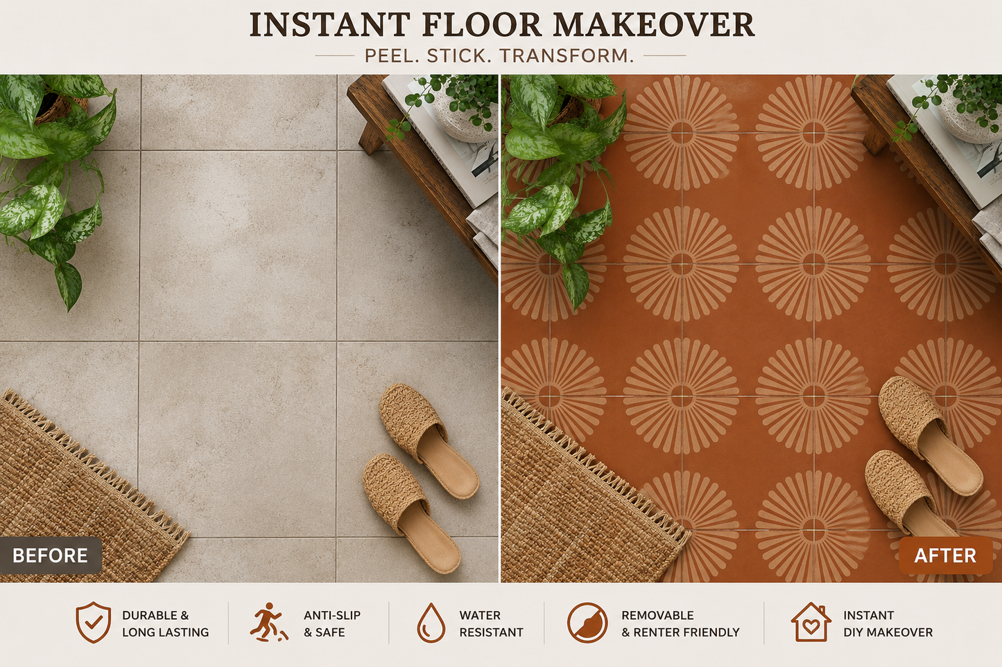 Kawasaki Sunburst Peel and Stick Flooring