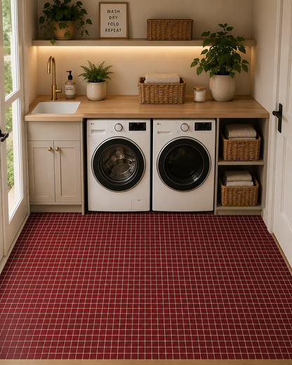 Oxblood Mosaic Peel and Stick Flooring