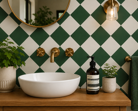 Diamond Moss Green & Oat Peel & Stick Tile Decal