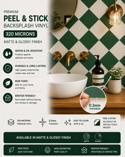 Diamond Moss Green & Oat Peel & Stick Tile Decal