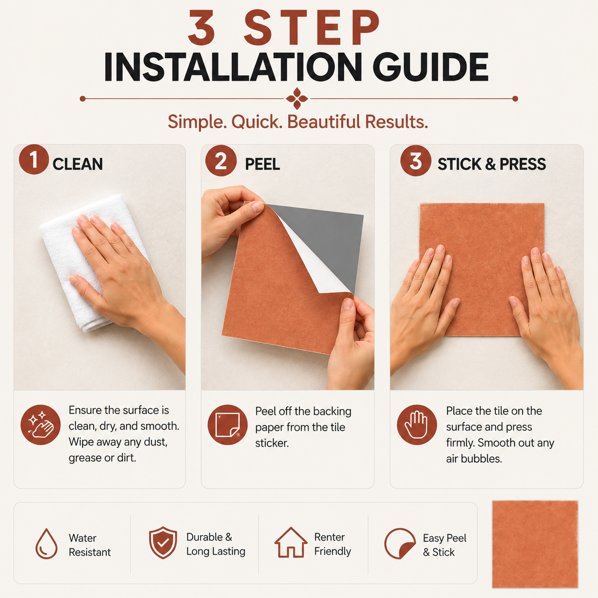 Ginger & Off White Checker Peel & Stick Tile