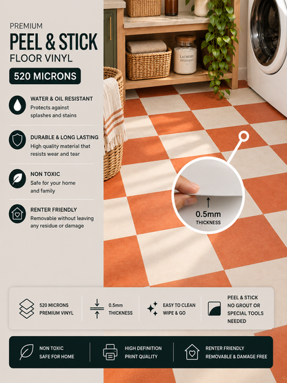 Ginger & Off White Checker Peel & Stick Tile