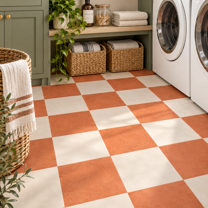 Ginger & Off White Checker Peel & Stick Tile