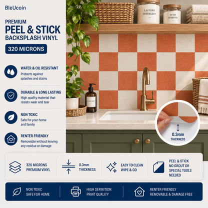 Ginger & Off White Checker Peel & Stick Tile