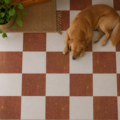 Tuscany Marble Checker Peel and Stick Flooring