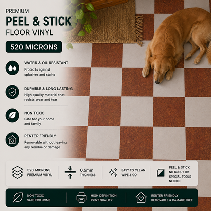 Tuscany Marble Checker Peel and Stick Flooring