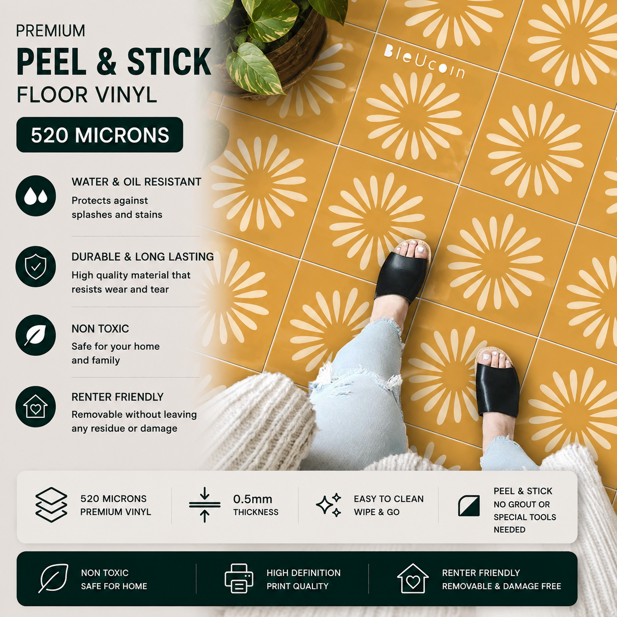 Pithora Ochre Peel and Stick Flooring