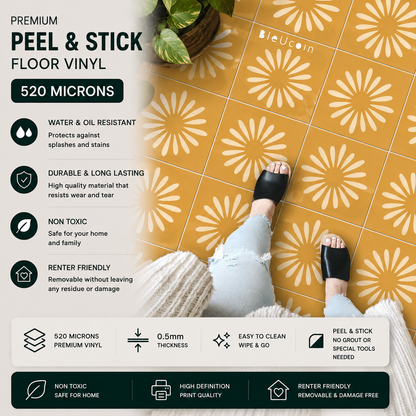 Pithora Ochre Peel and Stick Flooring