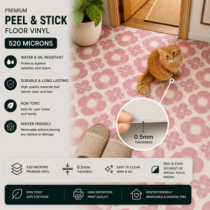 Sakura Rose Peel and Stick Floor Decal