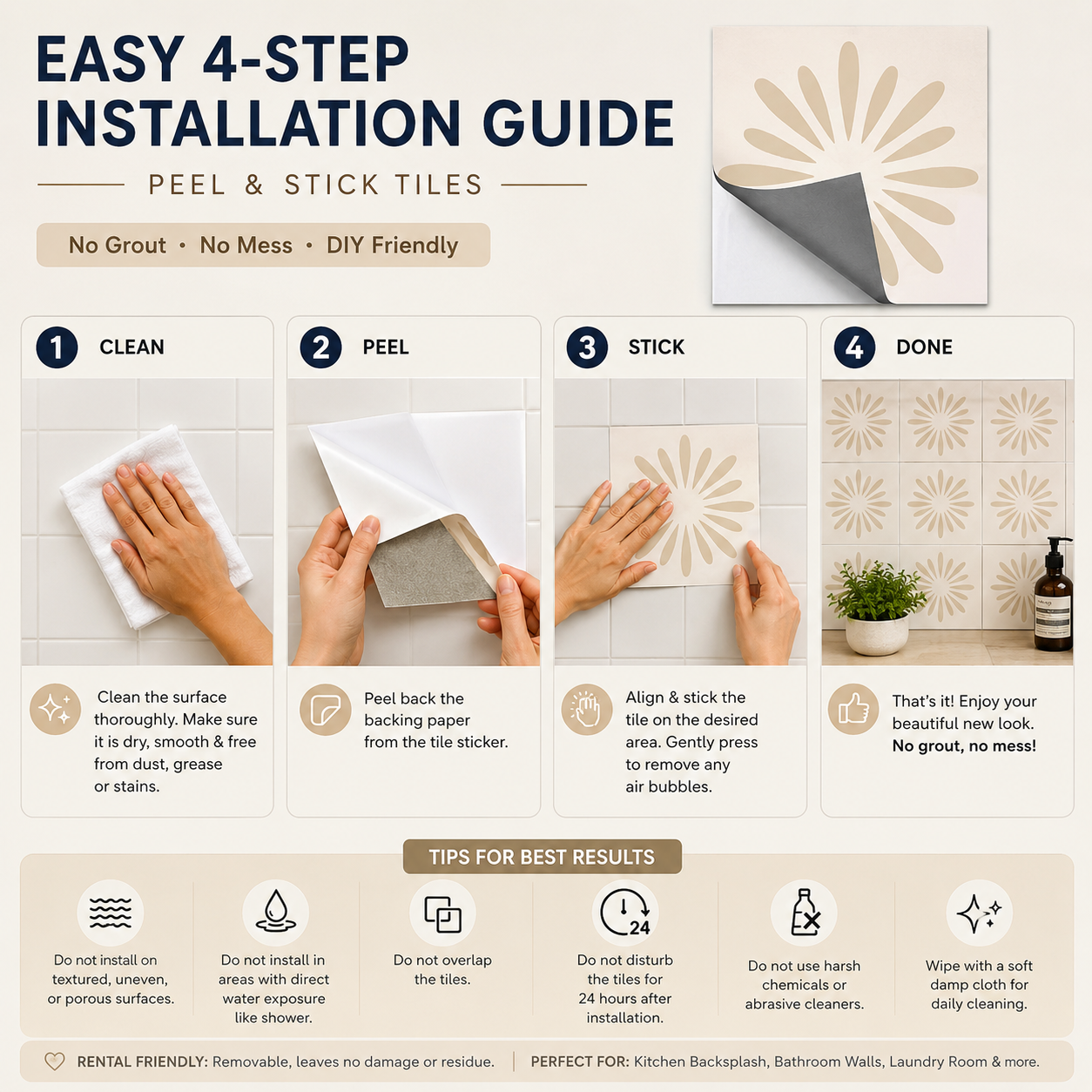 Pithora Beige Peel & Stick Tile