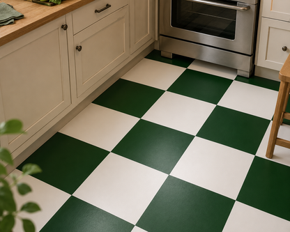 Moss Green & off-White Checker Peel & Stick Tile
