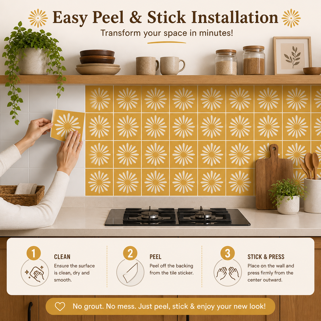 Pithora Ochre Peel & Stick Tile