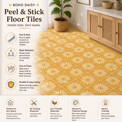 Pithora Ochre Peel and Stick Flooring