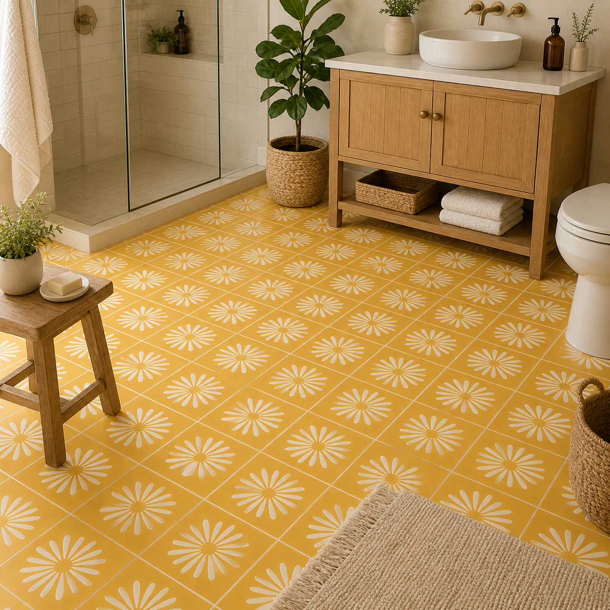 Pithora Ochre Peel and Stick Flooring