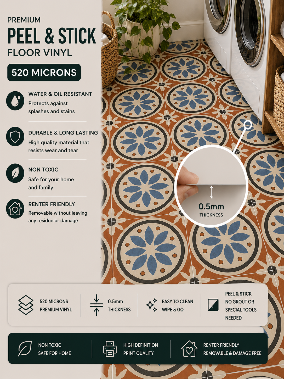 Athangudi Vol 2  Peel and Stick Flooring