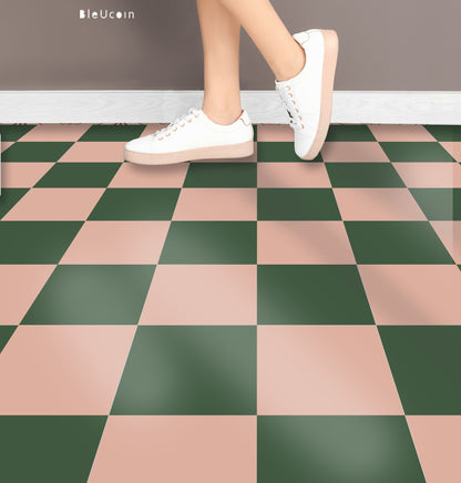 Ever Green & Blush Checker Premium Peel and Stick Floor Tile Stickers | Removable, Renter friendly with Anti-Slip finish in sturdy 520 microns (Copy)