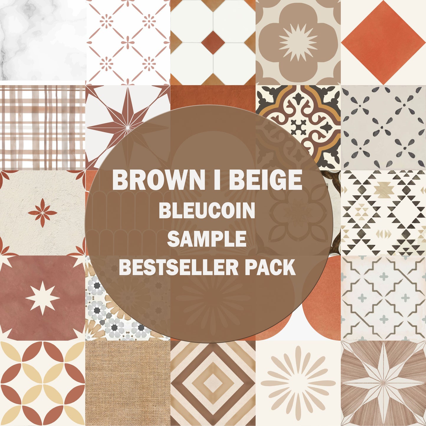 Sample Pack for Brown/ Beige / Rust Design Peel & Stick Tile for Backsplash & Floor