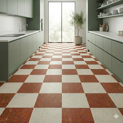 Tuscany Marble Checker Peel and Stick Flooring