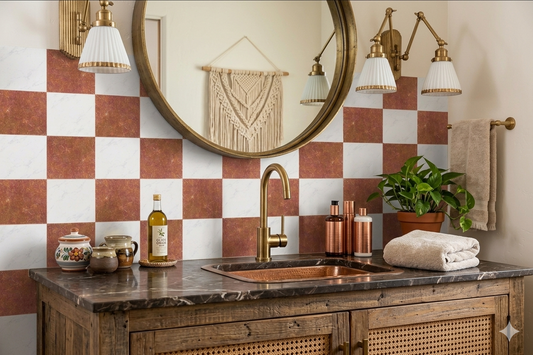 Tuscany Marble Checker Peel & Stick Tile