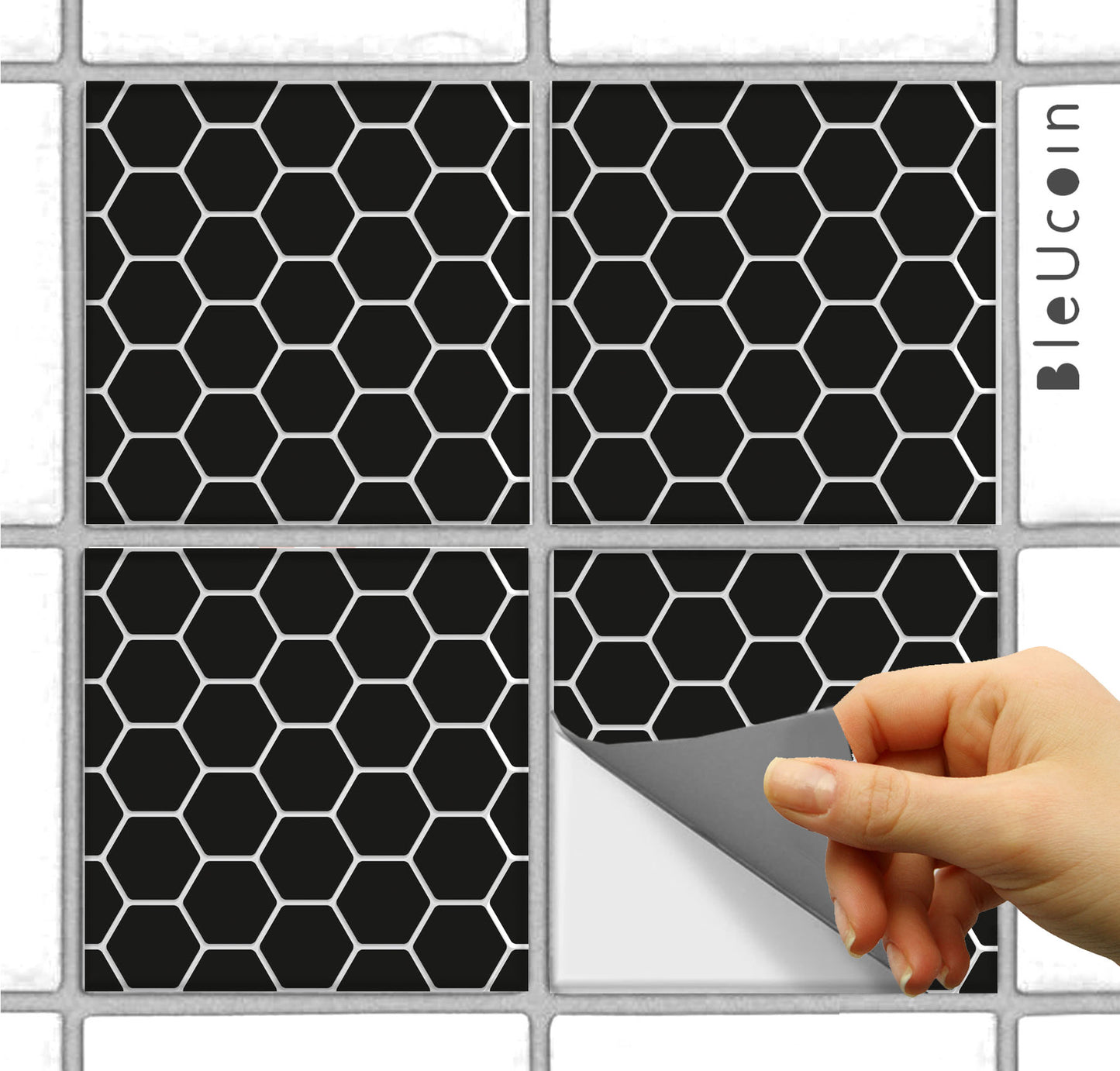 Iwaki Black hexagon peel & stick tile