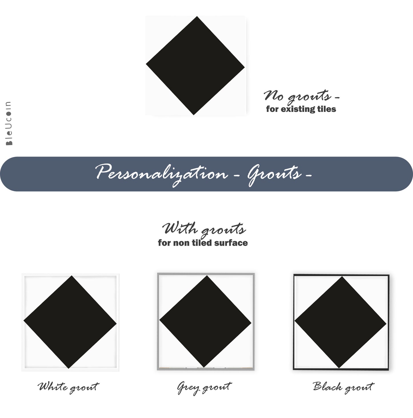 Diamond Black & White Premium Peel and Stick Floor Tile Stickers | Removable, Renter friendly with Anti-Slip finish in sturdy 520 microns