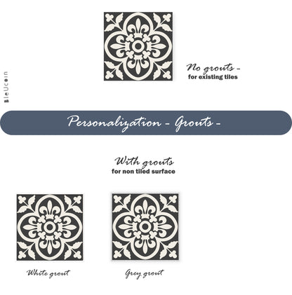 Encaustic Premium Peel and Stick Floor Tile Stickers | Removable, Renter friendly with Anti-Slip finish in sturdy 520 microns