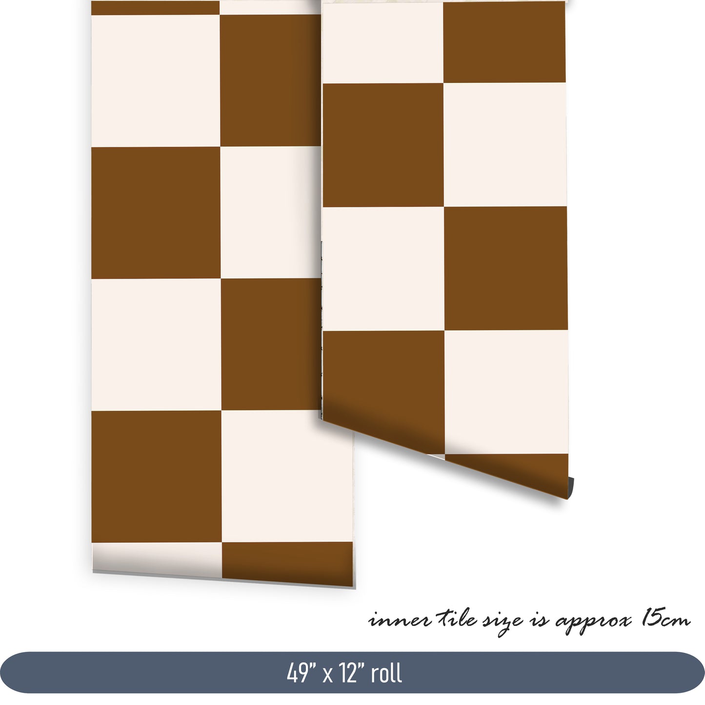 Pecan & Off White Checker Premium Peel and Stick Floor Tile Stickers | Removable, Renter friendly with Anti-Slip finish in sturdy 520 microns