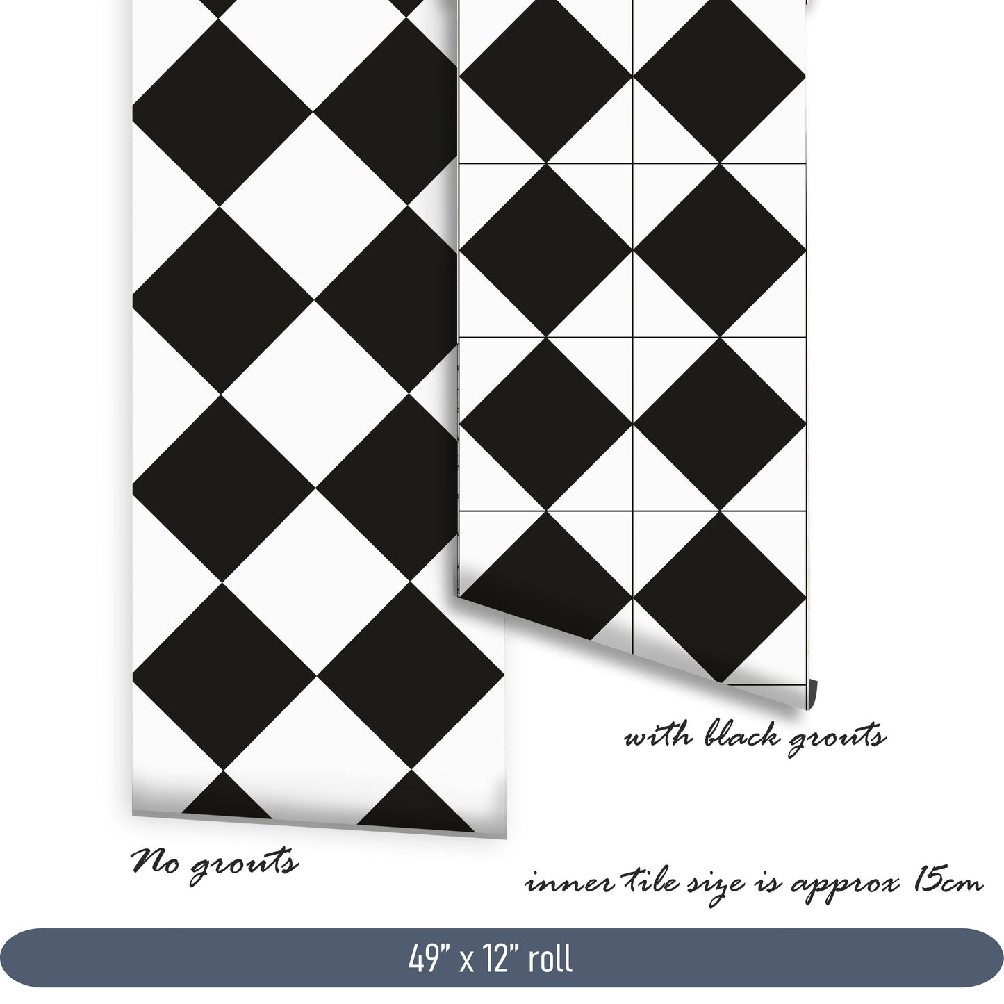 Diamond Black & White Peel & Stick Tile