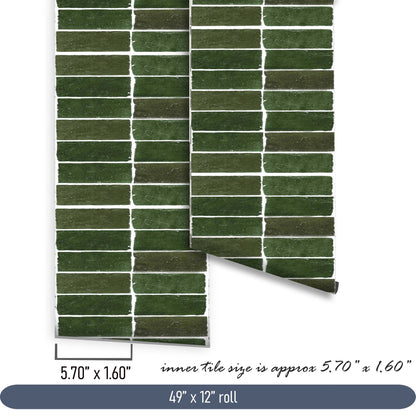 Mizzle Green Subway Peel & Stick Tile